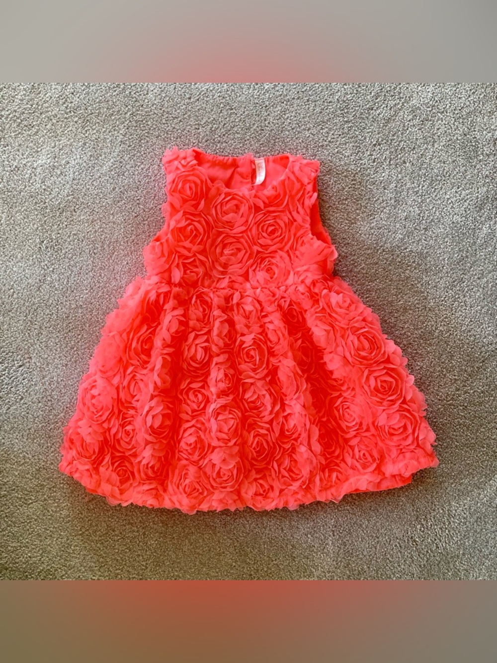 Hot Pink Poofy Rose Floral Dress